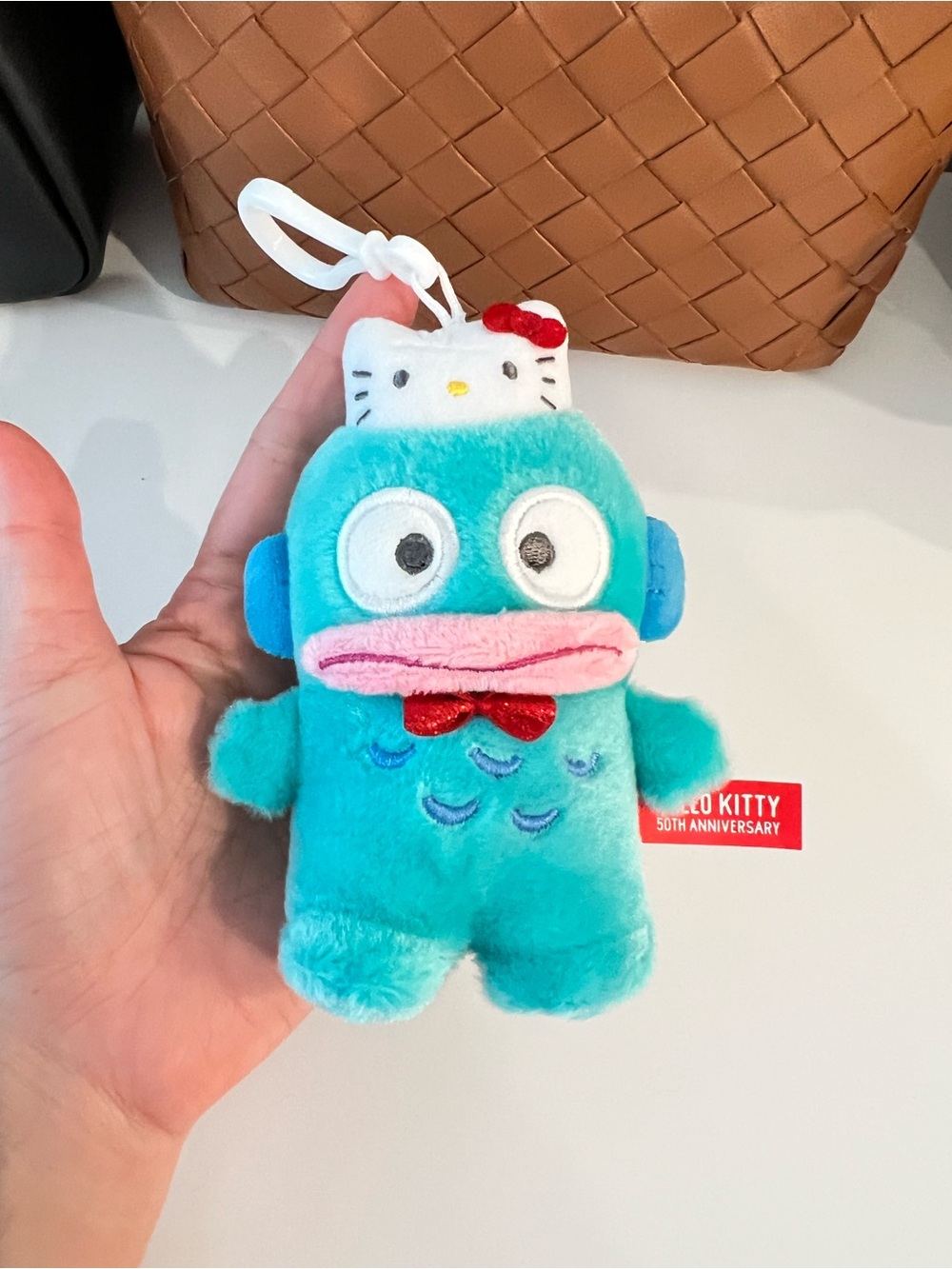 Hello Kitty teal and blue plush character keychain